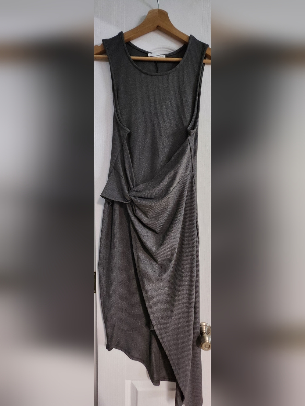 NWOT!! Gray Knit Twist-Drape Midi Dress